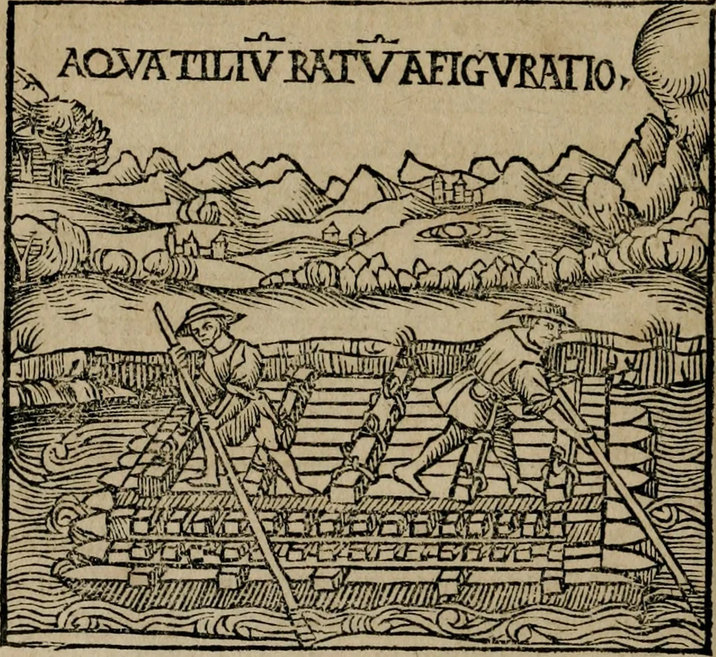 An illustration from M. Vitrvvii De architectura libri decem : summa diligentia recogniti atq; excusi : cum nonnullis figuris sub hoc signo * positis, nunq antea impraessis : additis Iulij Frontini De aqueductibus libris, proter materiae affinitatem, 1523, leaf 87