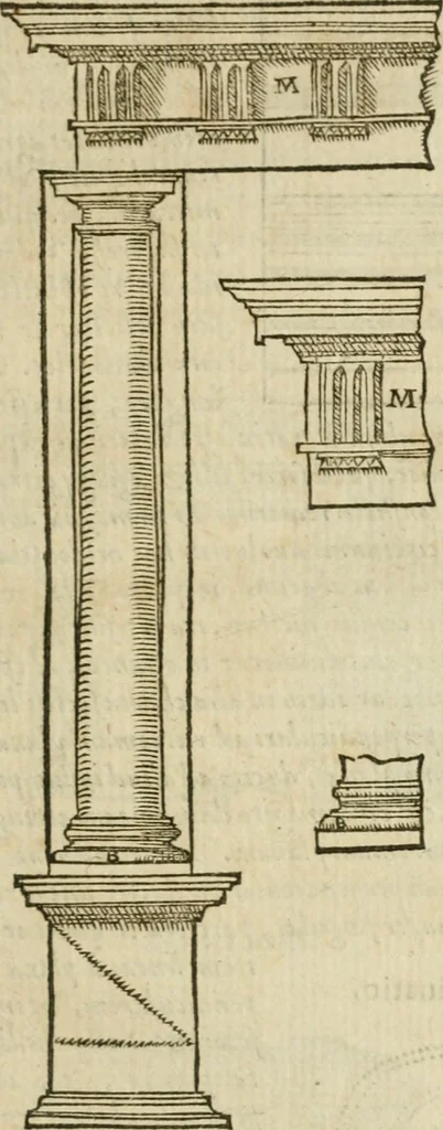 An illustration from M. Vitrvvii Pollionis De architectvra libri decem, ad Caes. Avgvstvm, omnibus omnium editionibus longè emendatiores, collatis veteribus exemplis, 1586, leaf 120