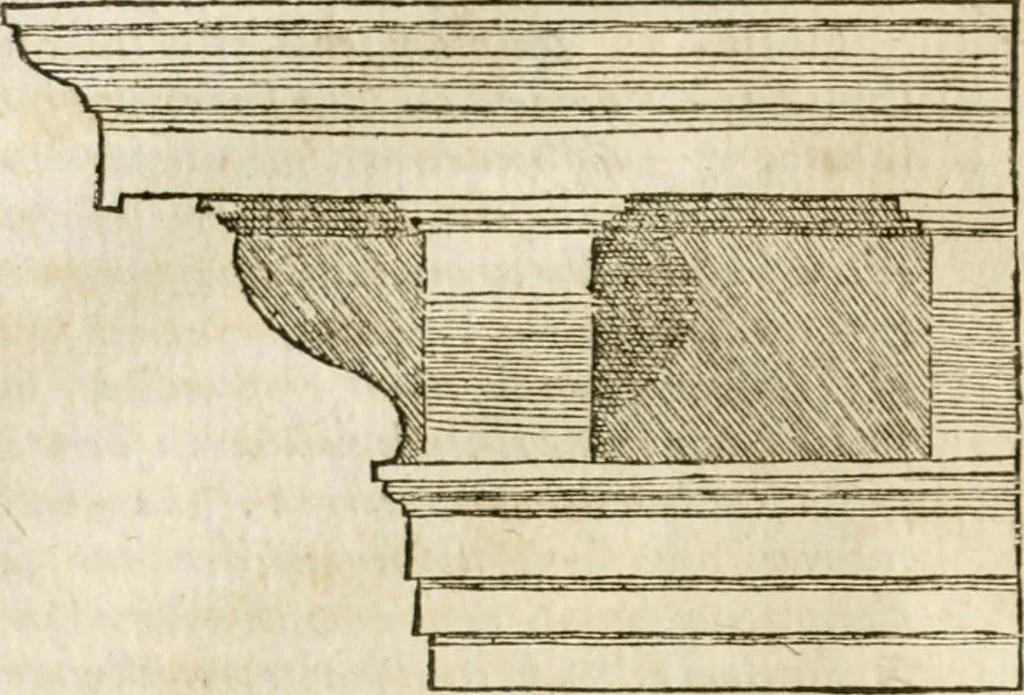 An illustration from M. Vitrvvii Pollionis De architectvra libri decem, ad Caes. Avgvstvm, omnibus omnium editionibus longè emendatiores, collatis veteribus exemplis, 1586, leaf 127