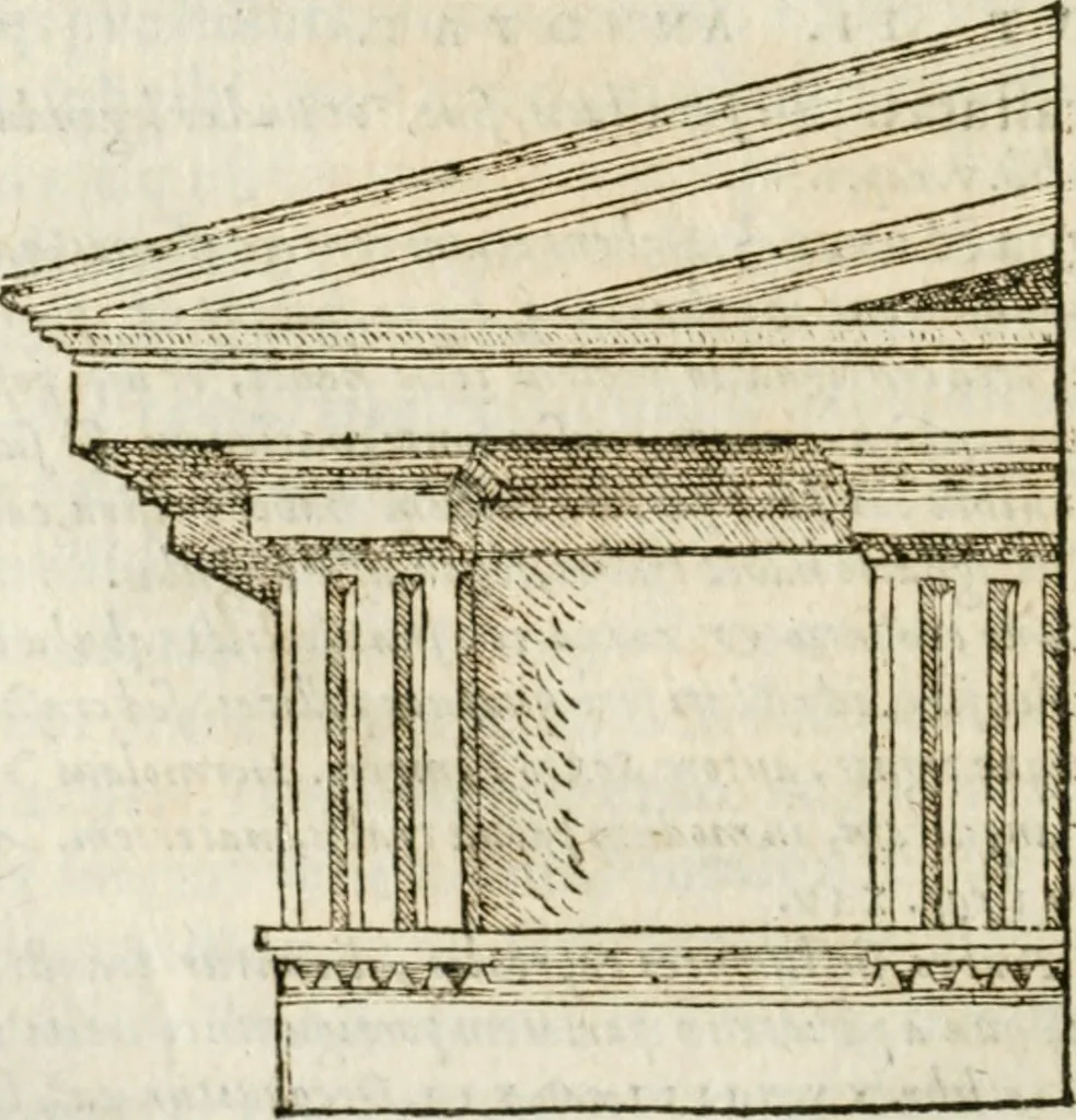 An illustration from M. Vitrvvii Pollionis De architectvra libri decem, ad Caes. Avgvstvm, omnibus omnium editionibus longè emendatiores, collatis veteribus exemplis, 1586, leaf 153