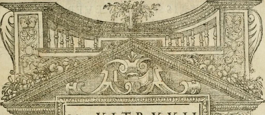 An illustration from M. Vitrvvii Pollionis De architectvra libri decem, ad Caes. Avgvstvm, omnibus omnium editionibus longè emendatiores, collatis veteribus exemplis, 1586, leaf 4