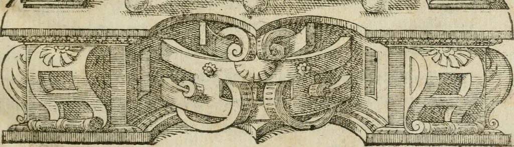 An illustration from M. Vitrvvii Pollionis De architectvra libri decem, ad Caes. Avgvstvm, omnibus omnium editionibus longè emendatiores, collatis veteribus exemplis, 1586, leaf 4