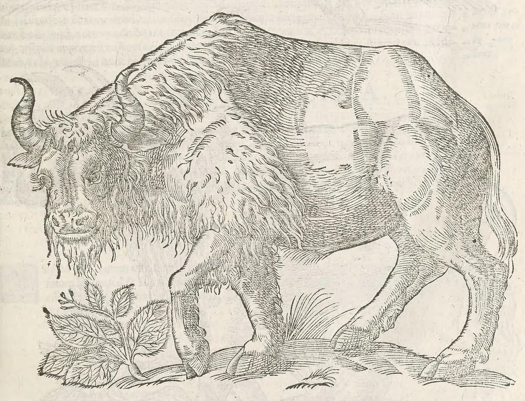 An illustration from Vlyssis Aldrouandi patricii Bononiensis Quadrupedum omniu[m] bisulcoru[m] historia, 1621, leaf 373