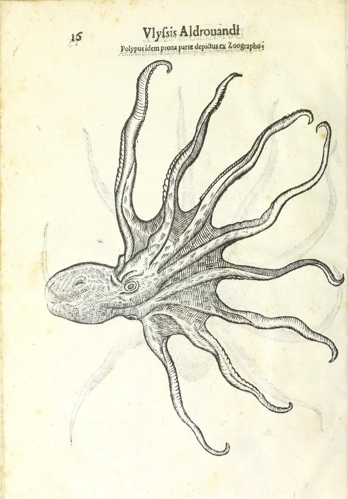 An illustration from Vlyssis Aldrouandi philosophi, et medici Bononiensis De reliquis animalibus exanguibus libri quatuor : post mortem eius editi : nempe de mollibus, crustaceis, testaceis, et zoophytis, 1606, leaf 30
