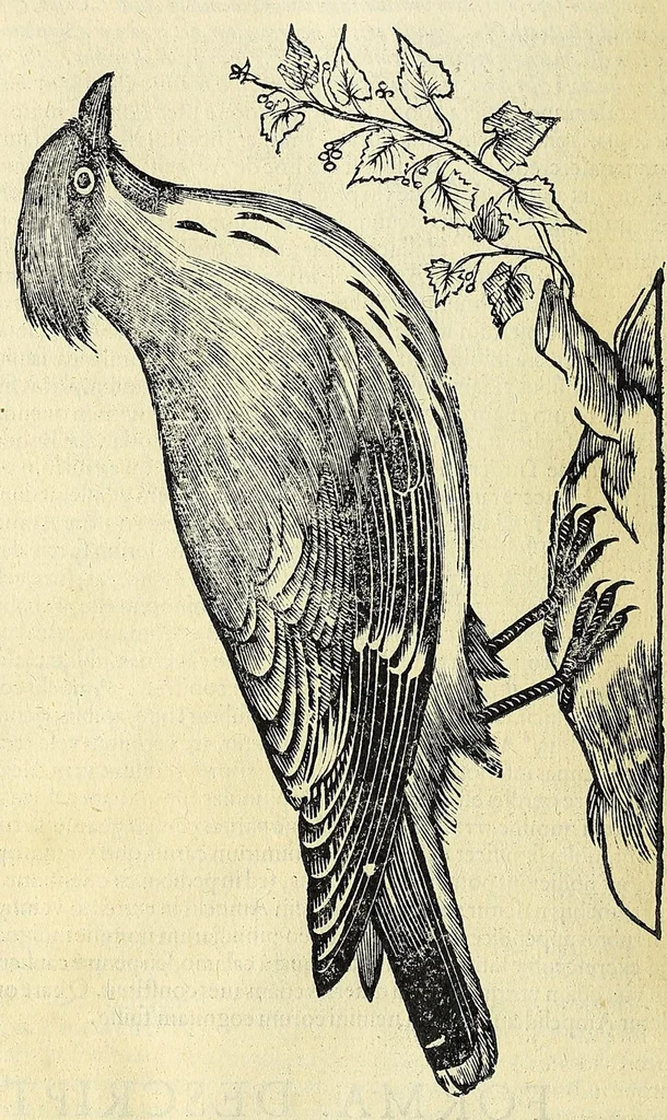 An illustration from Vlyssis Aldrovandi philosophi ac medici Bononiensis historiam naturalem in gymnasio Bononiensi profitentis, Ornithologiae, hoc est, De avibus historiae libri XII ... : cum indice septendecim linguarum copiosissimo, 1599, leaf 830