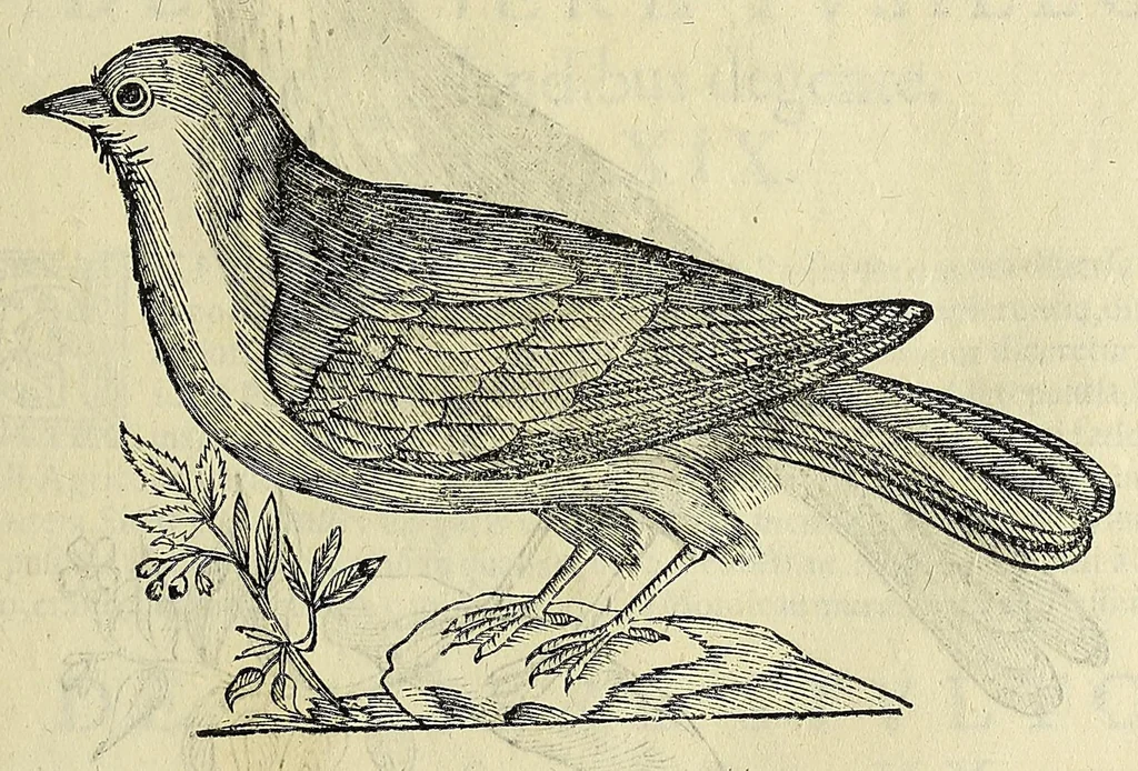 An illustration from Vlyssis Aldrovandi philosophi ac medici Bononiensis historiam naturalem in gymnasio Bononiensi profitentis, Ornithologiae, hoc est, De avibus historiae libri XII ... : cum indice septendecim linguarum copiosissimo, 1599, leaf 579