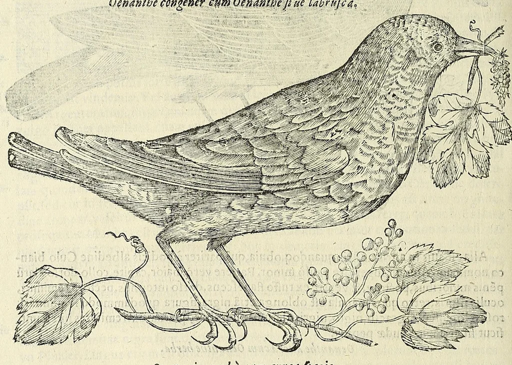 An illustration from Vlyssis Aldrovandi philosophi ac medici Bononiensis historiam naturalem in gymnasio Bononiensi profitentis, Ornithologiae, hoc est, De avibus historiae libri XII ... : cum indice septendecim linguarum copiosissimo, 1599, leaf 782