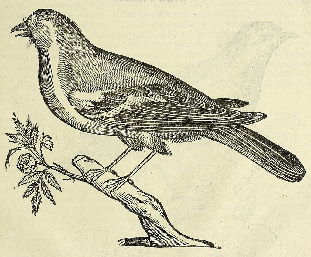 An illustration from Vlyssis Aldrovandi philosophi ac medici Bononiensis historiam naturalem in gymnasio Bononiensi profitentis, Ornithologiae, hoc est, De avibus historiae libri XII ... : cum indice septendecim linguarum copiosissimo, 1599, leaf 835