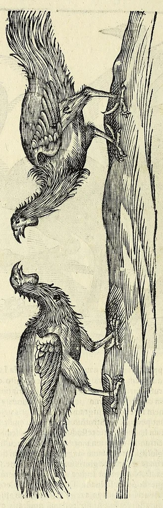 An illustration from Vlyssis Aldrovandi philosophi ac medici Bononiensis historiam naturalem in gymnasio Bononiensi profitentis, Ornithologiae, hoc est, De avibus historiae libri XII ... : cum indice septendecim linguarum copiosissimo, 1599, leaf 562