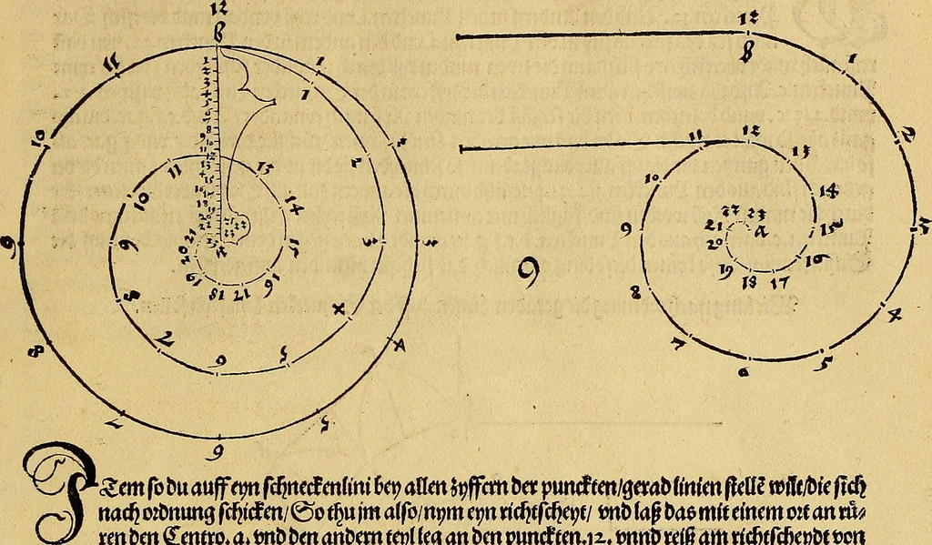 An illustration from Vnderweysung der Messung : mit dem Zirkel vn[d] Richtscheyt in Linien, Ebnen vnnd gantzen Corporen, 1525, leaf 12