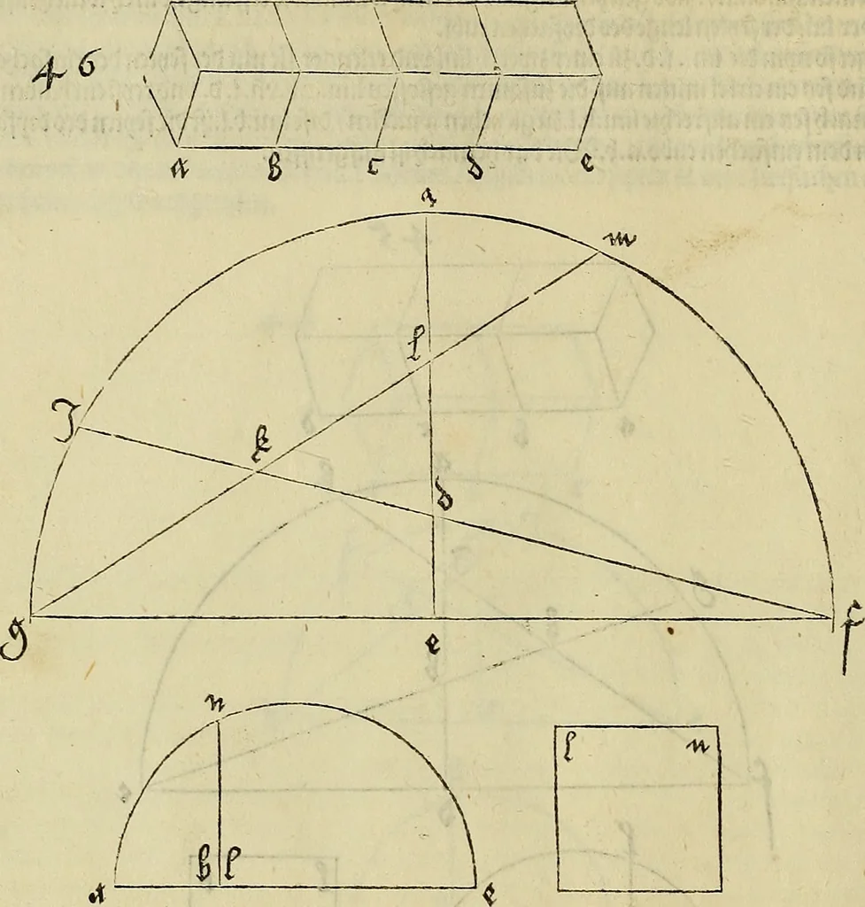An illustration from Vnderweysung der Messung : mit dem Zirkel vn[d] Richtscheyt in Linien, Ebnen vnnd gantzen Corporen, 1525, leaf 159