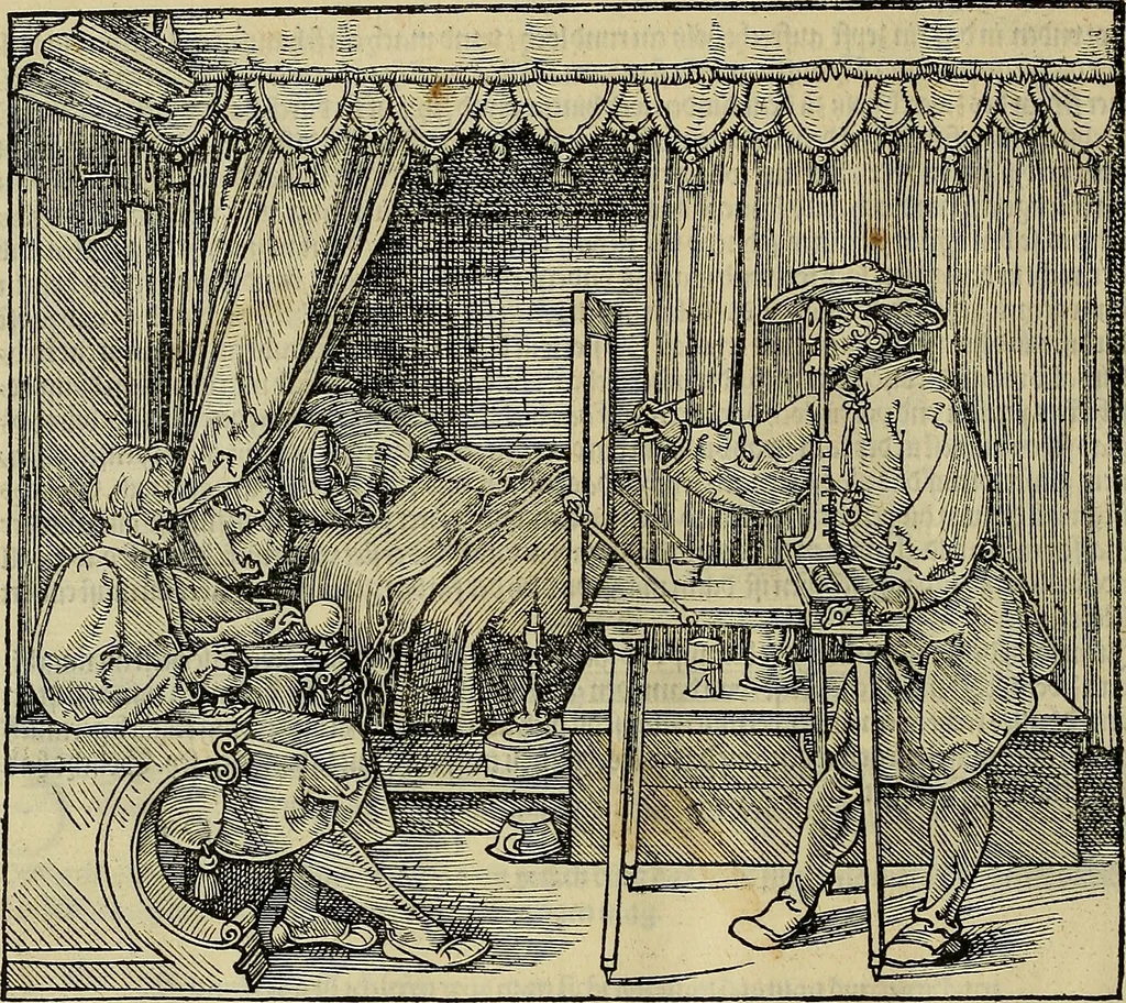 An illustration from Vnderweysung der Messung : mit dem Zirkel vn[d] Richtscheyt in Linien, Ebnen vnnd gantzen Corporen, 1525, leaf 181