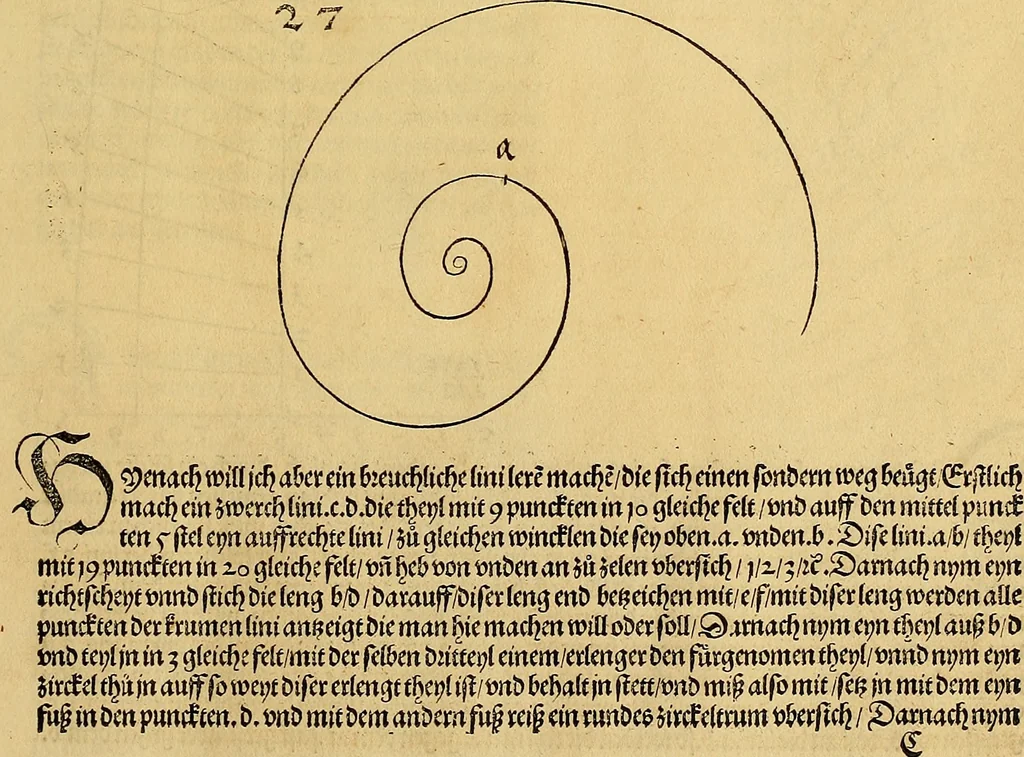 An illustration from Vnderweysung der Messung : mit dem Zirkel vn[d] Richtscheyt in Linien, Ebnen vnnd gantzen Corporen, 1525, leaf 28