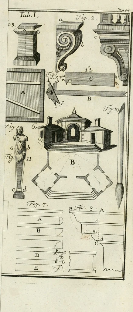 An illustration from Vniversae architecturae civilis elementa, 1756, leaf 302