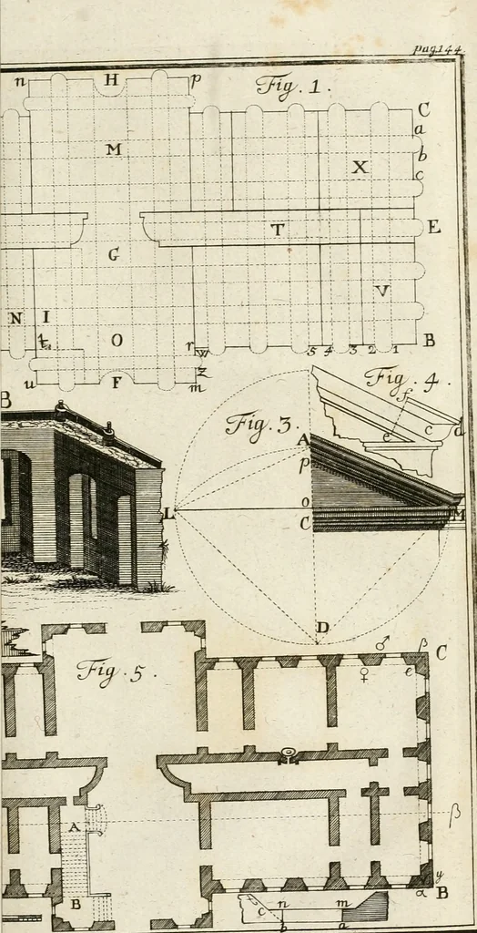 An illustration from Vniversae architecturae civilis elementa, 1756, leaf 304