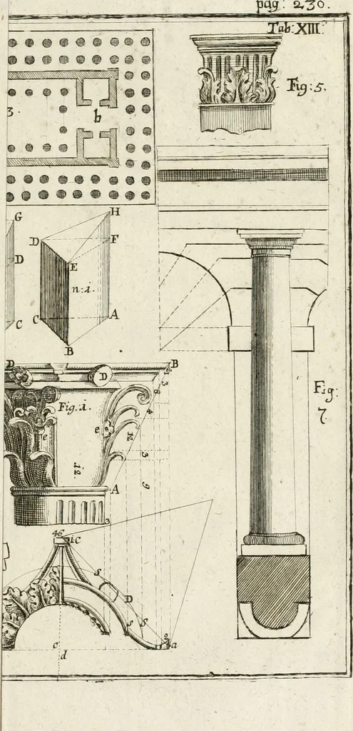 An illustration from Vniversae architecturae civilis elementa, 1756, leaf 326