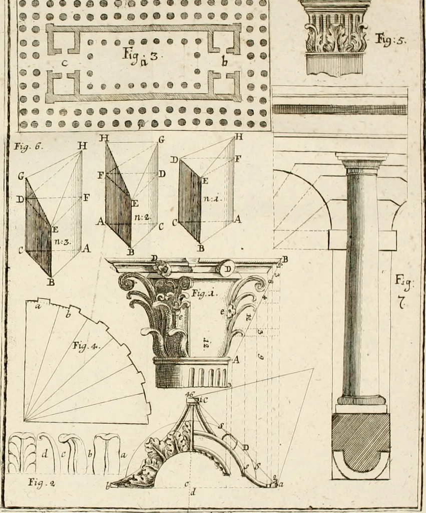 An illustration from Vniversae architecturae civilis elementa, 1756, leaf 327