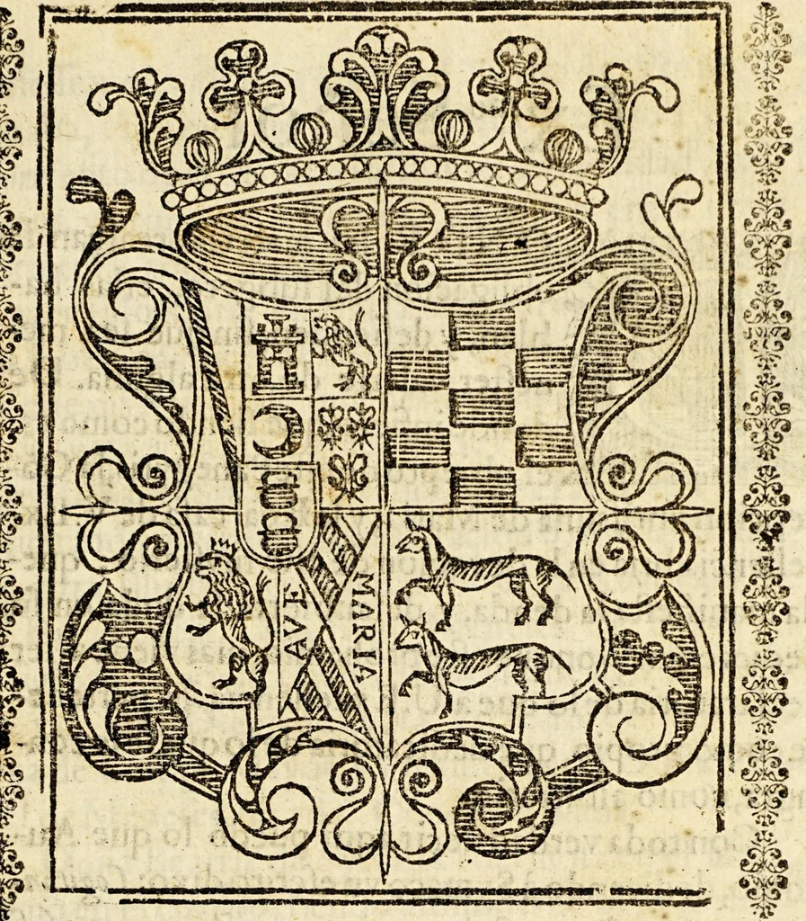 An illustration from Vniversidad florida de horladas voces : diestra capilla de cherubicas, y seraphicas, que celebran devotas la Concepcion Purissima de Maria., 1692, leaf 3