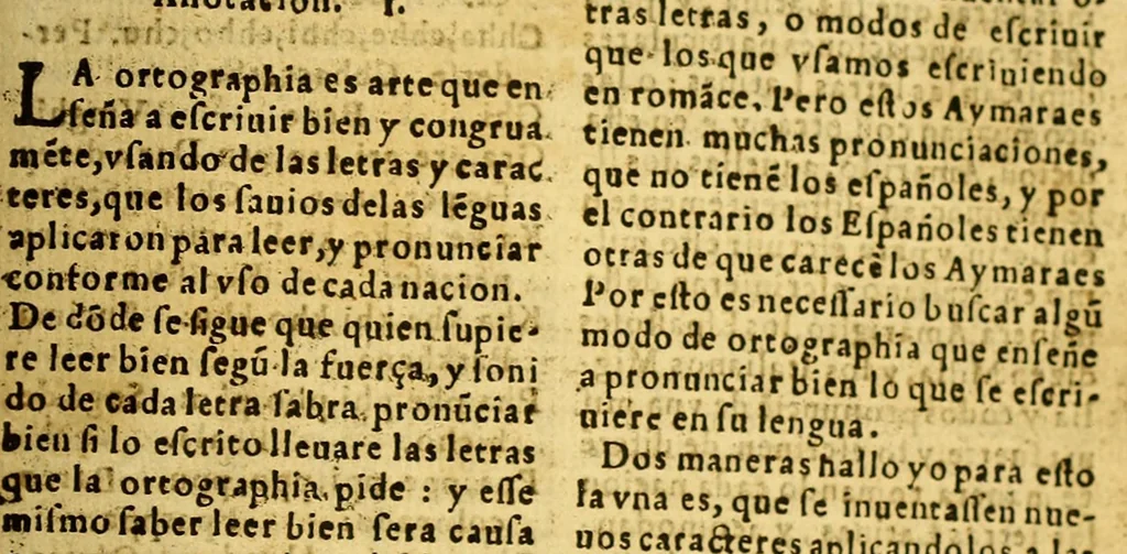 An illustration from Vocabulario de la lengua aymara. Primera parte, : donde por abecedario se ponen en primer lugar los vocablos de la lengua española para buscar los que les corresponden enla lengua aymara. Compuesto por el P. Ludouico Bertonio .italiano dela Compañia de Iesus enla Prouincia del Piru, delas Indias Occidentales, natural de la Roca contrada dela Marca de Ancona., 1612, leaf 19