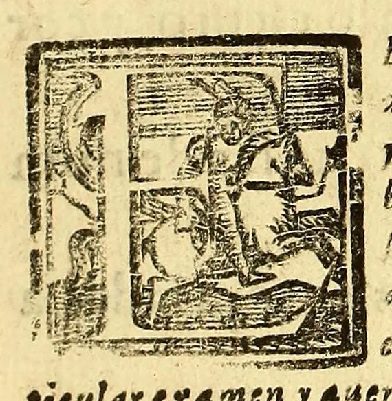 An illustration from Vocabulario dela lengua general de todo el Peru llamada lengua Qquichua, o del Inca. : Corregido y renovado conforme ala propriedad cortesana del Cuzco. Diuidido en dos libros, que son dos vocabularios enteros en que salen a luz de nueuo las cosas q[ue] faltauan al vocabulario. Y la suma de las cosas que se aumentan se vea enla hoja siguiente. Van añadidos al fin los priuilegios concedidos alos indios, 1608, leaf 10