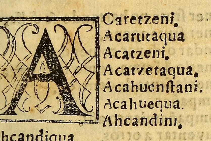 An illustration from Vocabulario en lengua de Mechuacan, 1559, leaf 7
