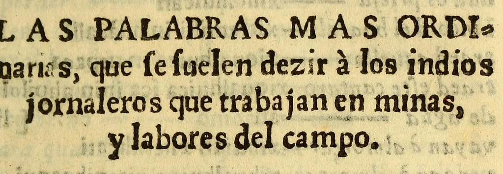 An illustration from Vocabulario manual de las lenguas castellana, y mexicana. : En que se contienen las palabras, preguntas y respuestas mas comunes y ordinarias que se suelen ofrecer en el trato y comunicacion entre Españoles è Indios., 1668, leaf 25