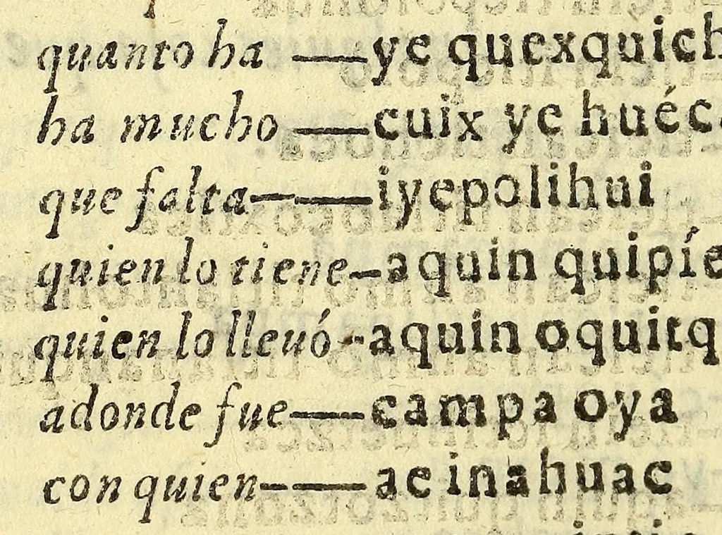An illustration from Vocabulario manual de las lenguas castellana, y mexicana. : En que se contienen las palabras, preguntas, y respuestas mas co[m]munes, y ordinarias que se suelen offrecer en el trato, y communicacion entre Españoles, é Indios., 1611, leaf 88