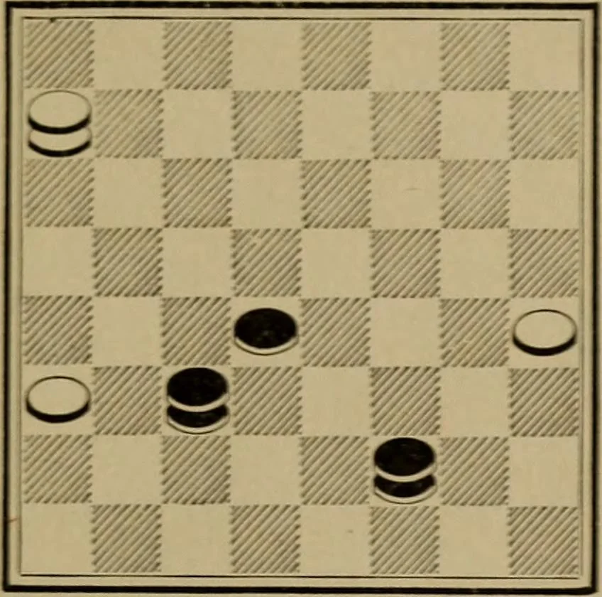 An illustration from Vocabulary of checkers; a dictionary of words, terms and phrases used in the game called checkers, or English draughts, 1909, leaf 168