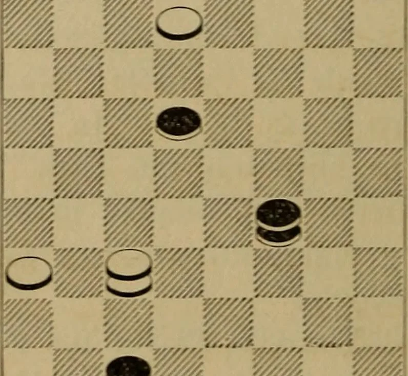 An illustration from Vocabulary of checkers; a dictionary of words, terms and phrases used in the game called checkers, or English draughts, 1909, leaf 169