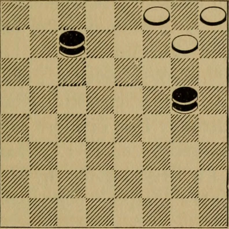 An illustration from Vocabulary of checkers; a dictionary of words, terms and phrases used in the game called checkers, or English draughts, 1909, leaf 46