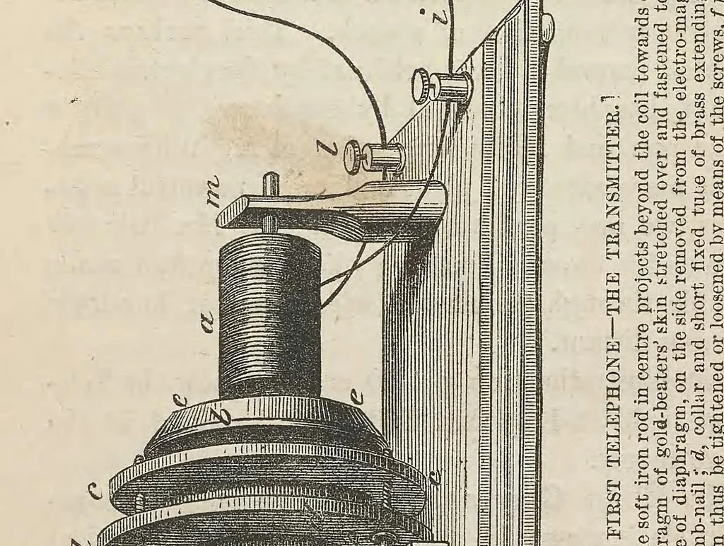 An illustration from The Voice by wire and post-card. All about the telephone and phonograph : containing description of Bell's and Dolbear's telephones and Edison's phonograph .., 1875, leaf 48