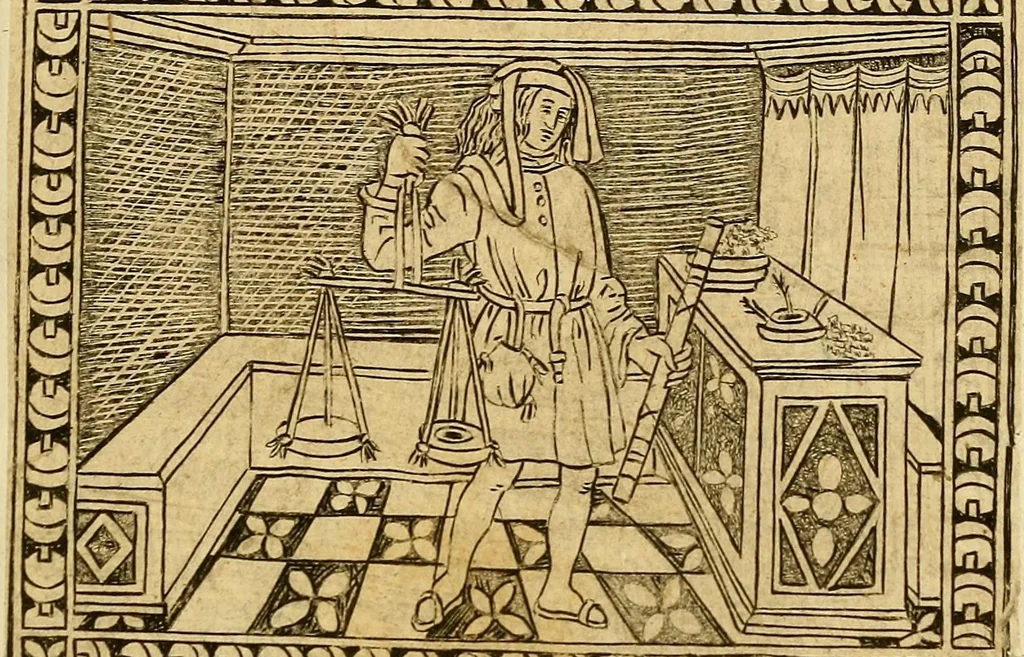 An illustration from Volgarizzamento del libro de' costumi e degli offizii de' nobili sopra il giuoco degli scacchi di frate Jacopo da Cessole, tratto nuovamente da un codice Magliabechiano, 1829, leaf 113