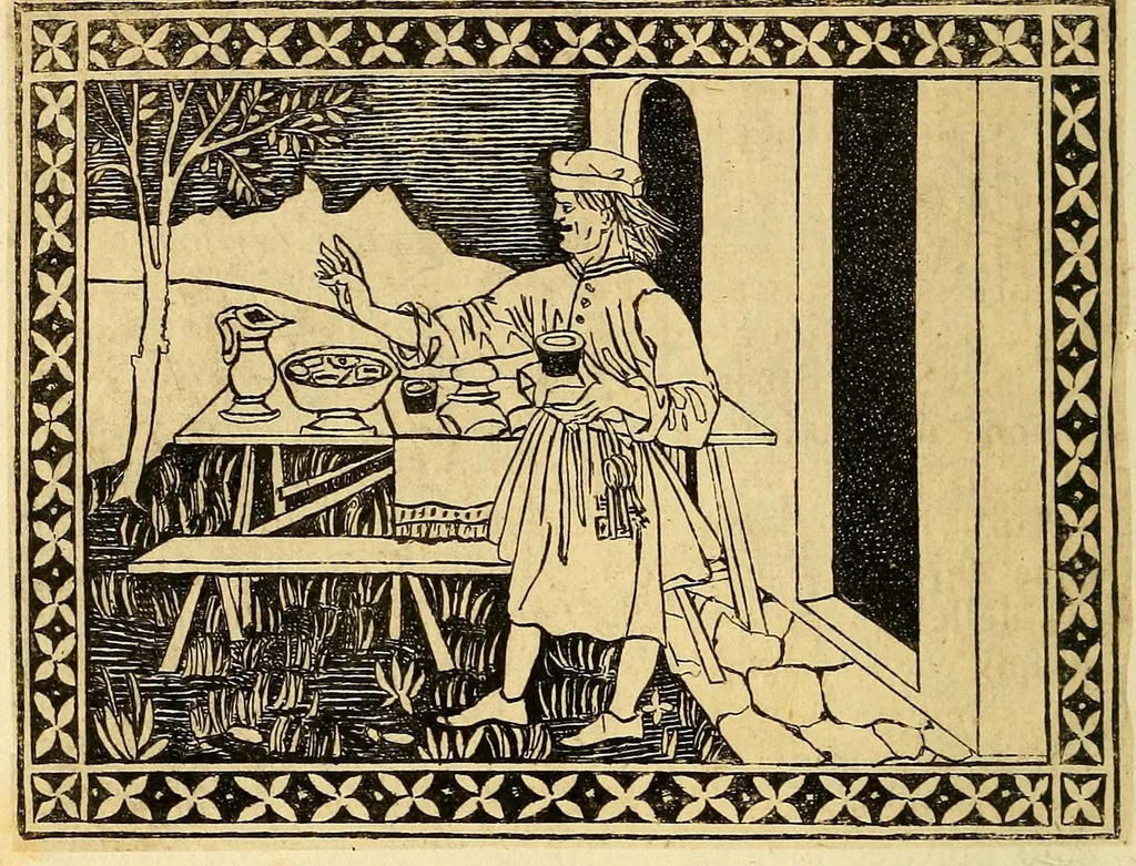 An illustration from Volgarizzamento del libro de' costumi e degli offizii de' nobili sopra il giuoco degli scacchi di frate Jacopo da Cessole, tratto nuovamente da un codice Magliabechiano, 1829, leaf 128