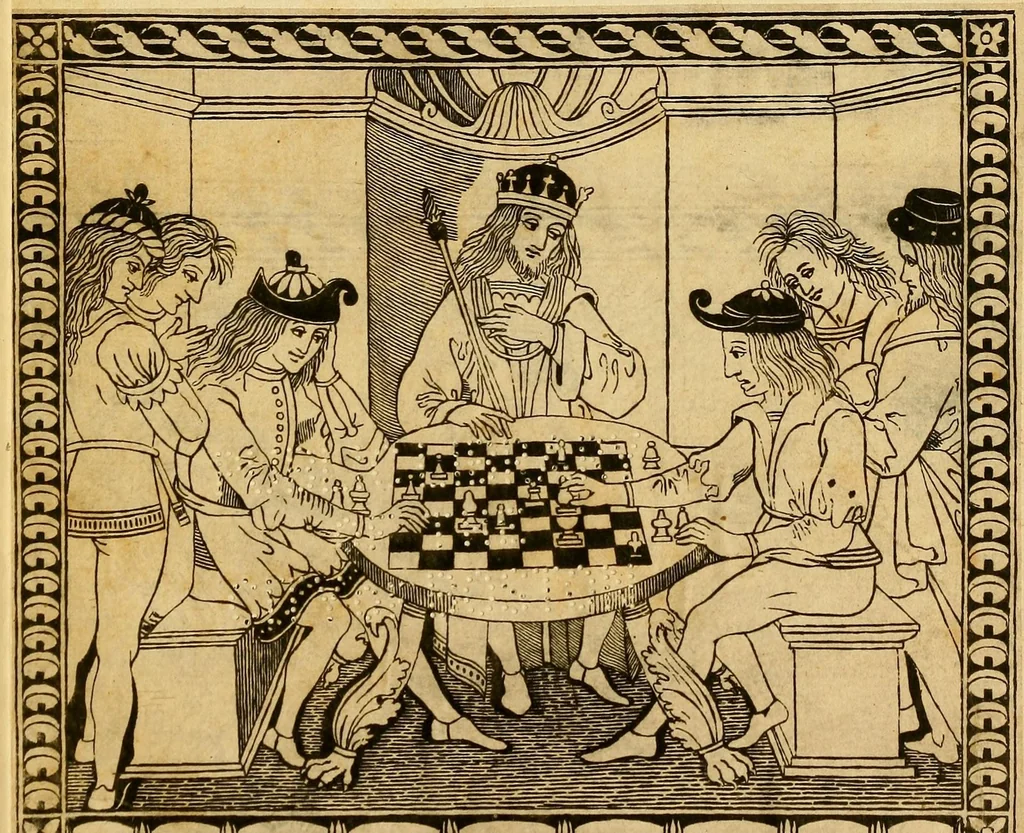 An illustration from Volgarizzamento del libro de' costumi e degli offizii de' nobili sopra il giuoco degli scacchi di frate Jacopo da Cessole, tratto nuovamente da un codice Magliabechiano, 1829, leaf 7