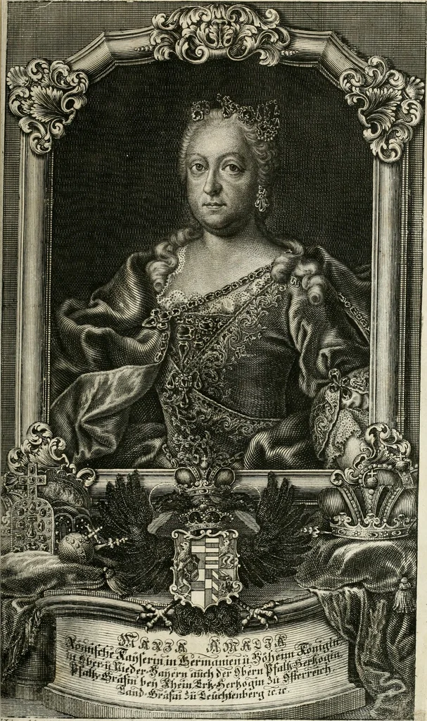 An illustration from Vollständiges Diarium von den merckwürdigsten Begebenheiten die sich vor, in und nach der höchst-beglückten Wahl und Crönung des allerdurchlauchtigsten, grossmächtigsten und unüberwindlichsten Fürsten und Herrn, Herrn Carls des VII., erwehlten Römischen Kaysers ... im gantzen Heil. Röm. Reich, und sonderlich in dieser freyen Reichs- und Wahl-Stadt Franckfurt am Mayn zugetragen : nebst umständlicher Beschreibung der Ein- und Aufzüge, Freuden-Feste, und übrigen feyerlichen Handlungen, sammt vielen Urkunden, Portraits, und andern Kupferstichen : auch einem Anhang von Beylagen, und ausführlichem Register .., 1742, leaf 1042