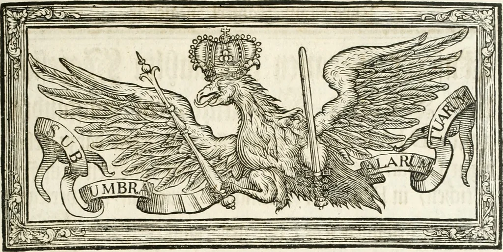 An illustration from Vollständiges Diarium von den merckwürdigsten Begebenheiten die sich vor, in und nach der höchst-beglückten Wahl und Crönung des allerdurchlauchtigsten, grossmächtigsten und unüberwindlichsten Fürsten und Herrn, Herrn Carls des VII., erwehlten Römischen Kaysers ... im gantzen Heil. Röm. Reich, und sonderlich in dieser freyen Reichs- und Wahl-Stadt Franckfurt am Mayn zugetragen : nebst umständlicher Beschreibung der Ein- und Aufzüge, Freuden-Feste, und übrigen feyerlichen Handlungen, sammt vielen Urkunden, Portraits, und andern Kupferstichen : auch einem Anhang von Beylagen, und ausführlichem Register .., 1742, leaf 16