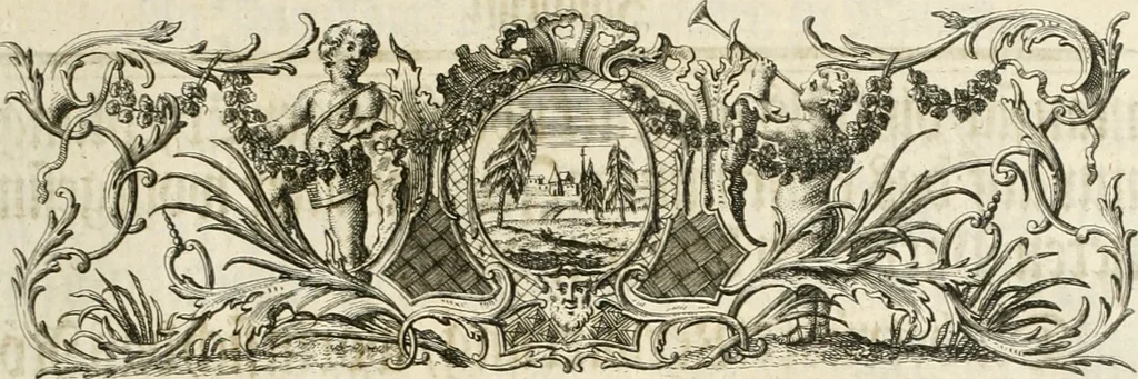 An illustration from Vollständiges Diarium von den merckwürdigsten Begebenheiten die sich vor, in und nach der höchst-beglückten Wahl und Crönung des allerdurchlauchtigsten, grossmächtigsten und unüberwindlichsten Fürsten und Herrn, Herrn Carls des VII., erwehlten Römischen Kaysers ... im gantzen Heil. Röm. Reich, und sonderlich in dieser freyen Reichs- und Wahl-Stadt Franckfurt am Mayn zugetragen : nebst umständlicher Beschreibung der Ein- und Aufzüge, Freuden-Feste, und übrigen feyerlichen Handlungen, sammt vielen Urkunden, Portraits, und andern Kupferstichen : auch einem Anhang von Beylagen, und ausführlichem Register .., 1742, leaf 48