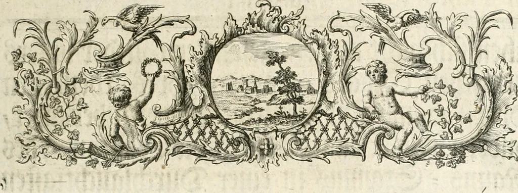 An illustration from Vollständiges Diarium von den merckwürdigsten Begebenheiten die sich vor, in und nach der höchst-beglückten Wahl und Crönung des allerdurchlauchtigsten, grossmächtigsten und unüberwindlichsten Fürsten und Herrn, Herrn Carls des VII., erwehlten Römischen Kaysers ... im gantzen Heil. Röm. Reich, und sonderlich in dieser freyen Reichs- und Wahl-Stadt Franckfurt am Mayn zugetragen : nebst umständlicher Beschreibung der Ein- und Aufzüge, Freuden-Feste, und übrigen feyerlichen Handlungen, sammt vielen Urkunden, Portraits, und andern Kupferstichen : auch einem Anhang von Beylagen, und ausführlichem Register .., 1742, leaf 64
