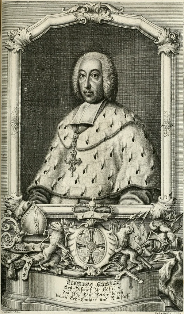 An illustration from Vollständiges Diarium von den merckwürdigsten Begebenheiten die sich vor, in und nach der höchst-beglückten Wahl und Crönung des allerdurchlauchtigsten, grossmächtigsten und unüberwindlichsten Fürsten und Herrn, Herrn Carls des VII., erwehlten Römischen Kaysers ... im gantzen Heil. Röm. Reich, und sonderlich in dieser freyen Reichs- und Wahl-Stadt Franckfurt am Mayn zugetragen : nebst umständlicher Beschreibung der Ein- und Aufzüge, Freuden-Feste, und übrigen feyerlichen Handlungen, sammt vielen Urkunden, Portraits, und andern Kupferstichen : auch einem Anhang von Beylagen, und ausführlichem Register .., 1742, leaf 720
