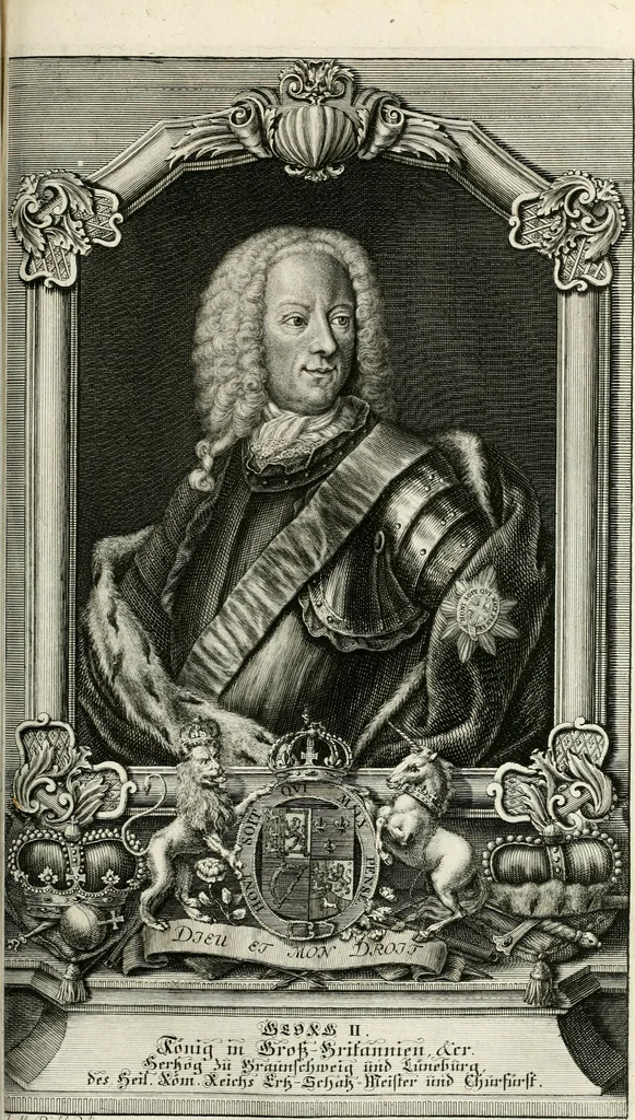 An illustration from Vollständiges Diarium von den merckwürdigsten Begebenheiten die sich vor, in und nach der höchst-beglückten Wahl und Crönung des allerdurchlauchtigsten, grossmächtigsten und unüberwindlichsten Fürsten und Herrn, Herrn Carls des VII., erwehlten Römischen Kaysers ... im gantzen Heil. Röm. Reich, und sonderlich in dieser freyen Reichs- und Wahl-Stadt Franckfurt am Mayn zugetragen : nebst umständlicher Beschreibung der Ein- und Aufzüge, Freuden-Feste, und übrigen feyerlichen Handlungen, sammt vielen Urkunden, Portraits, und andern Kupferstichen : auch einem Anhang von Beylagen, und ausführlichem Register .., 1742, leaf 730