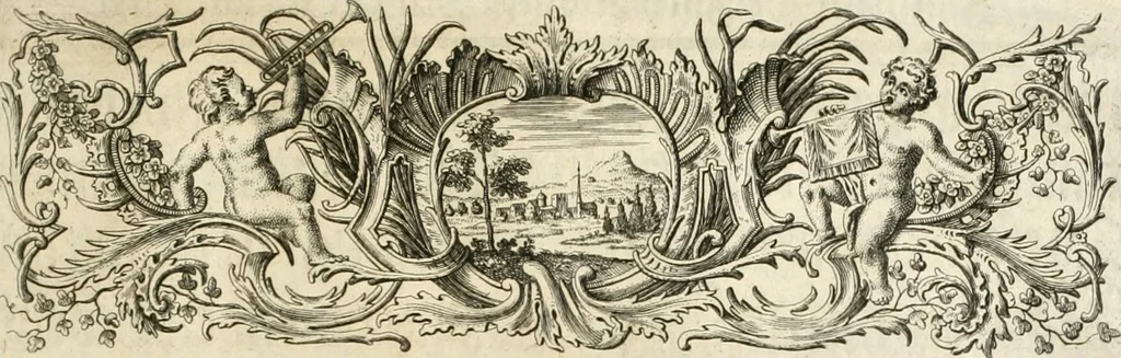 An illustration from Vollständiges Diarium von den merckwürdigsten Begebenheiten die sich vor, in und nach der höchst-beglückten Wahl und Crönung des allerdurchlauchtigsten, grossmächtigsten und unüberwindlichsten Fürsten und Herrn, Herrn Carls des VII., erwehlten Römischen Kaysers ... im gantzen Heil. Röm. Reich, und sonderlich in dieser freyen Reichs- und Wahl-Stadt Franckfurt am Mayn zugetragen : nebst umständlicher Beschreibung der Ein- und Aufzüge, Freuden-Feste, und übrigen feyerlichen Handlungen, sammt vielen Urkunden, Portraits, und andern Kupferstichen : auch einem Anhang von Beylagen, und ausführlichem Register .., 1742, leaf 80