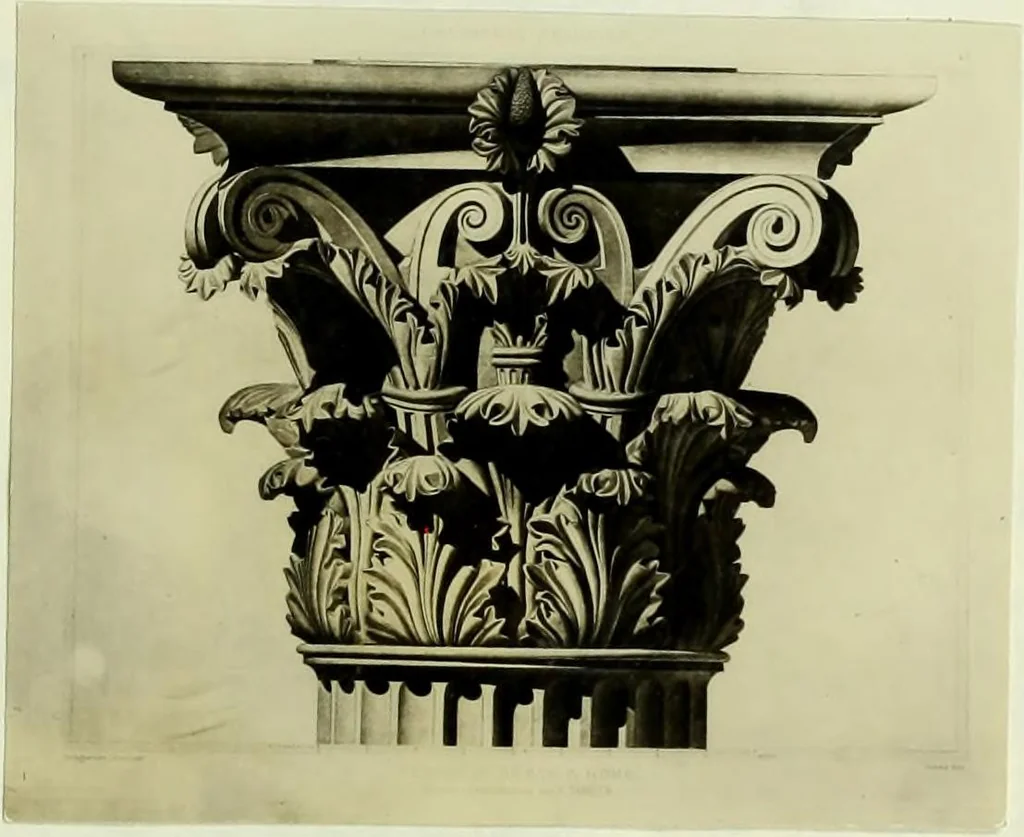 An illustration from The volute in architecture and architectural decoration with particular reference to its introduction into the Ionic order, 1918, leaf 104