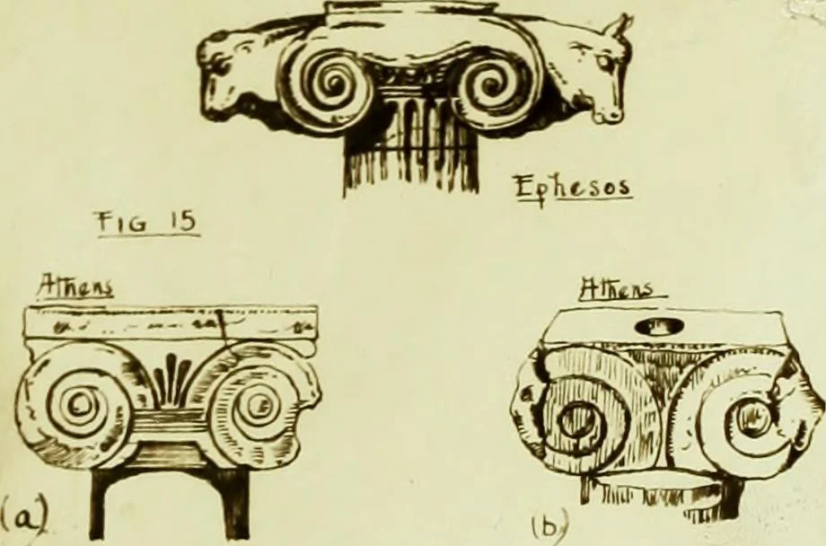 An illustration from The volute in architecture and architectural decoration with particular reference to its introduction into the Ionic order, 1918, leaf 78