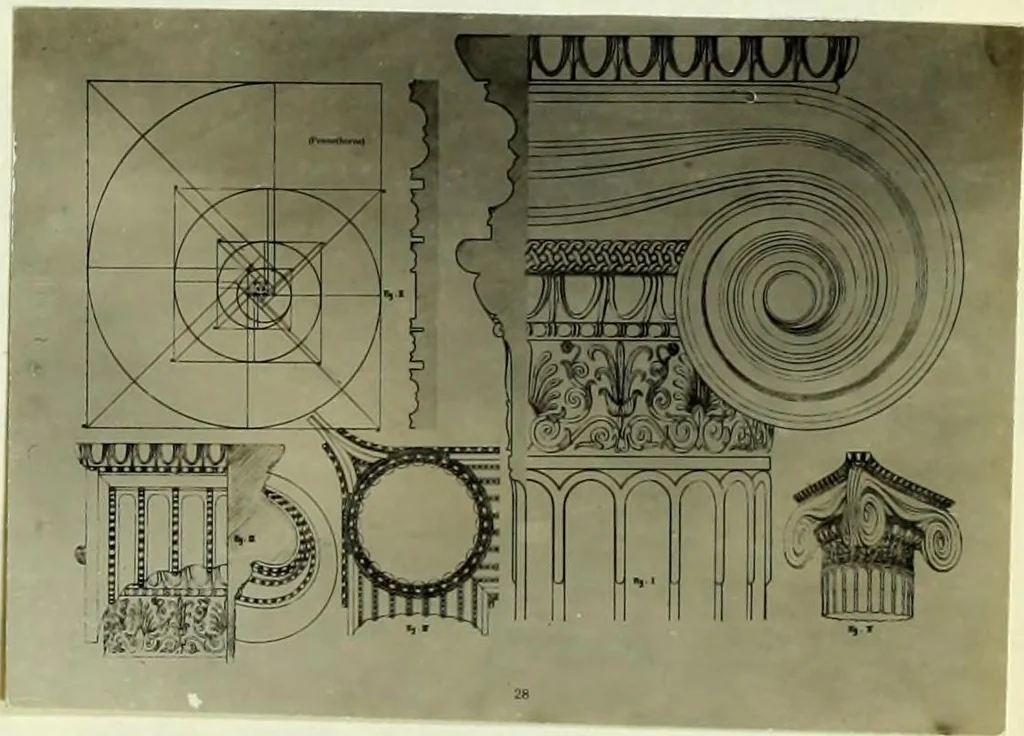 An illustration from The volute in architecture and architectural decoration with particular reference to its introduction into the Ionic order, 1918, leaf 90