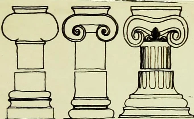 An illustration from The volute in architecture and architectural decoration with particular reference to its introduction into the Ionic order, 1918, leaf 92
