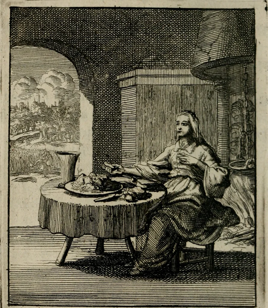 An illustration from Voncken der liefde Jesu, van het Godt-begerende zielen-vuur : zynde bloemetjes der saalige hoope, tot verheugelykheid der wandelaars, langs den weg, na vreeden-ryk : een behelsinge van vyftig sinne-beelden, met hunne, daar op speelende, verssen, en heylige spreuken, 1696, leaf 119
