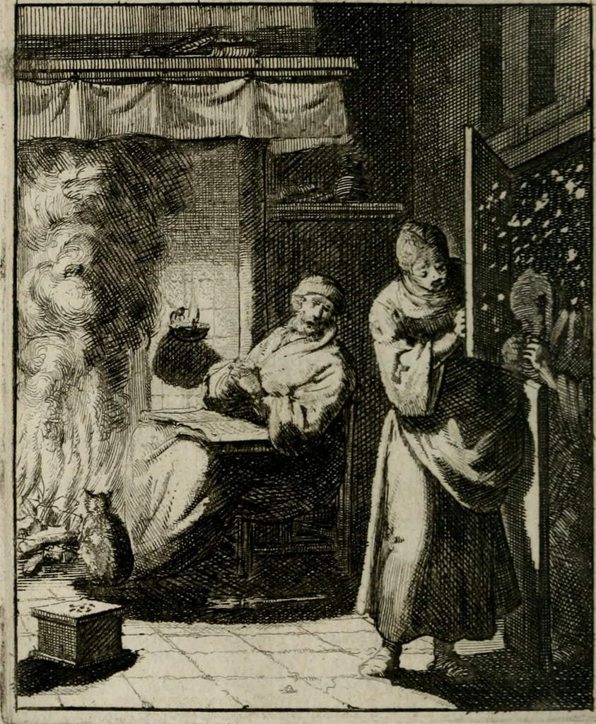 An illustration from Voncken der liefde Jesu, van het Godt-begerende zielen-vuur : zynde bloemetjes der saalige hoope, tot verheugelykheid der wandelaars, langs den weg, na vreeden-ryk : een behelsinge van vyftig sinne-beelden, met hunne, daar op speelende, verssen, en heylige spreuken, 1696, leaf 157