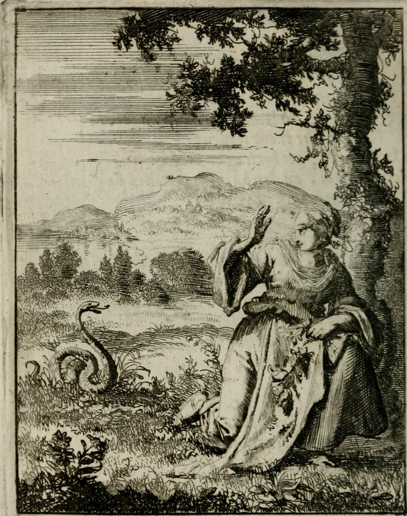 An illustration from Voncken der liefde Jesu, van het Godt-begerende zielen-vuur : zynde bloemetjes der saalige hoope, tot verheugelykheid der wandelaars, langs den weg, na vreeden-ryk : een behelsinge van vyftig sinne-beelden, met hunne, daar op speelende, verssen, en heylige spreuken, 1696, leaf 187