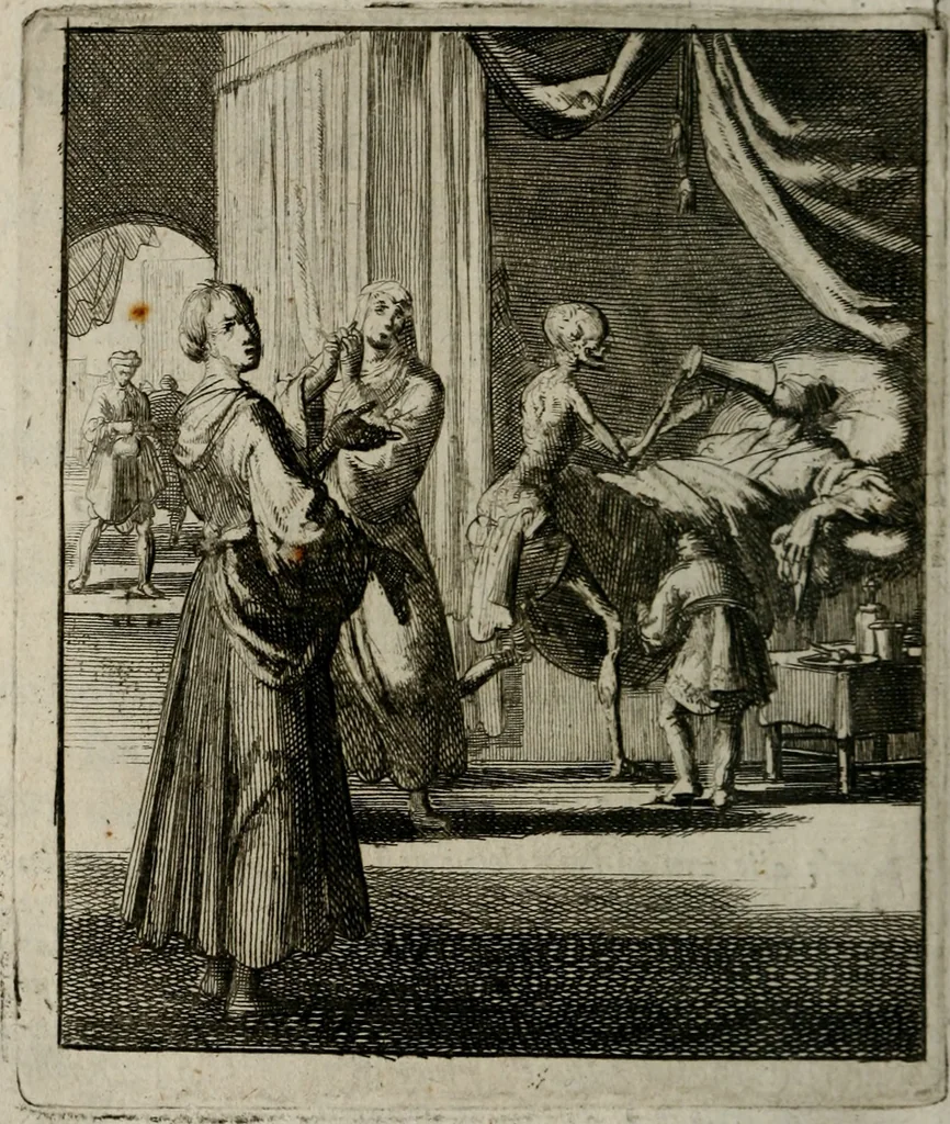 An illustration from Voncken der liefde Jesu, van het Godt-begerende zielen-vuur : zynde bloemetjes der saalige hoope, tot verheugelykheid der wandelaars, langs den weg, na vreeden-ryk : een behelsinge van vyftig sinne-beelden, met hunne, daar op speelende, verssen, en heylige spreuken, 1696, leaf 195