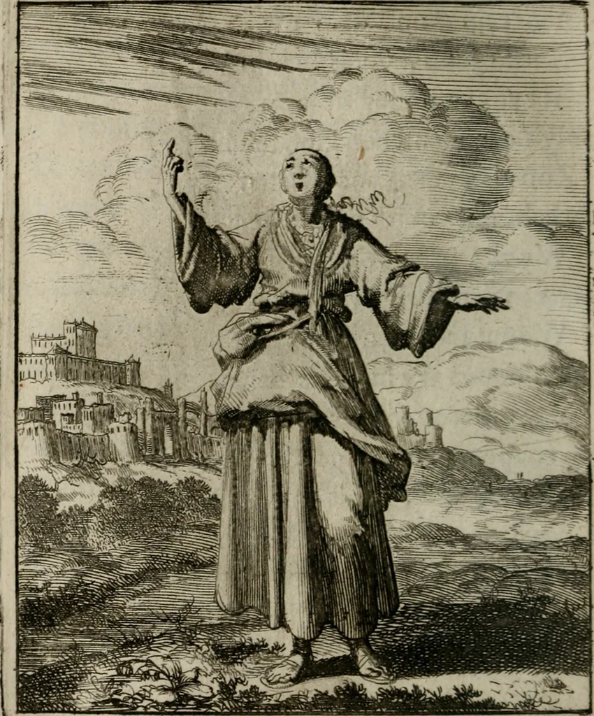 An illustration from Voncken der liefde Jesu, van het Godt-begerende zielen-vuur : zynde bloemetjes der saalige hoope, tot verheugelykheid der wandelaars, langs den weg, na vreeden-ryk : een behelsinge van vyftig sinne-beelden, met hunne, daar op speelende, verssen, en heylige spreuken, 1696, leaf 199